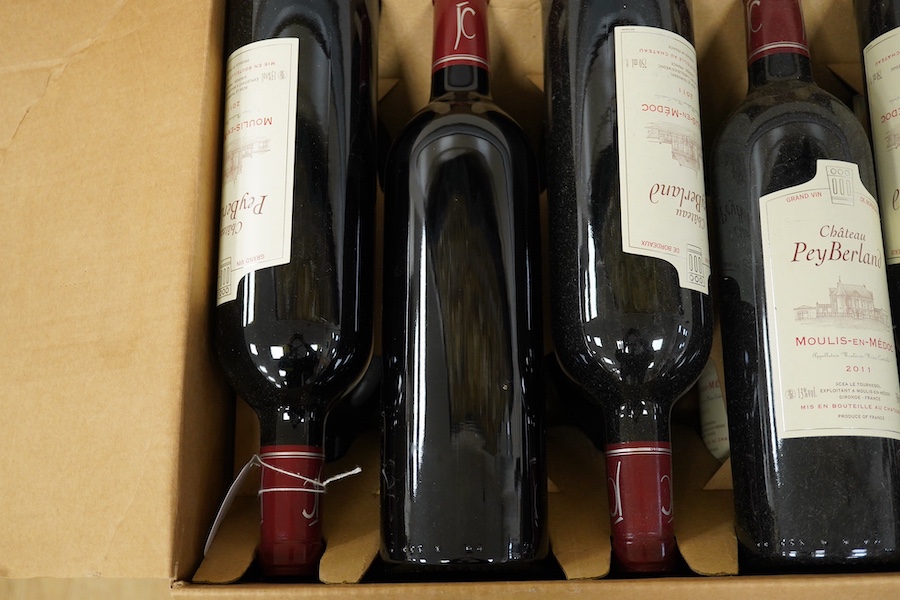 Twelve bottles of Chateau Pey - Berland 2011 Moulis en Medoc. Condition - good